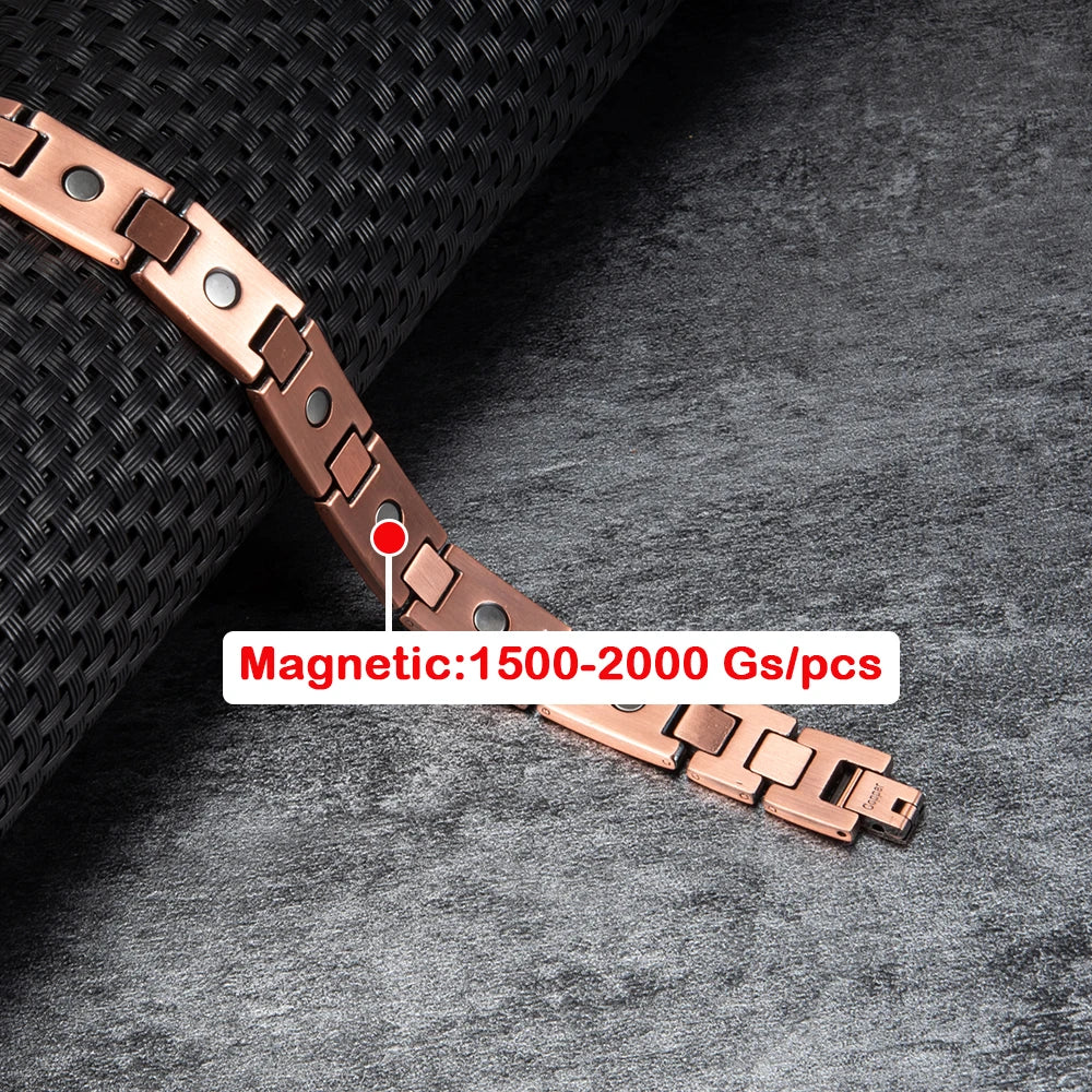 Men's Magnetic Copper & Carbon Fiber Link Bracelet
