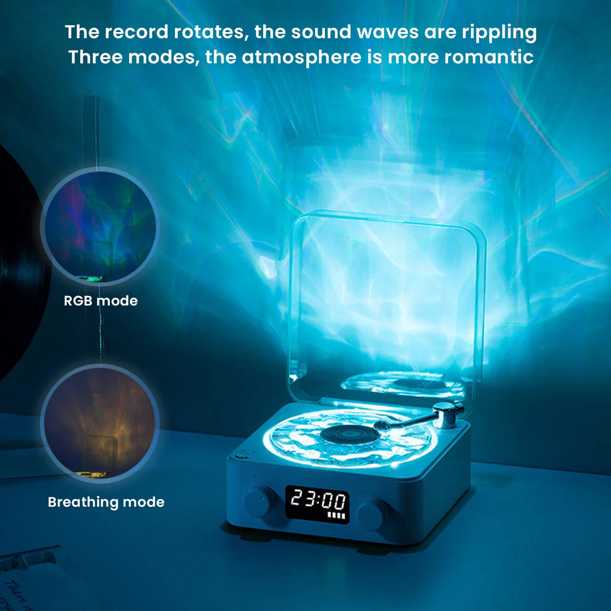 Record Player-Style Bluetooth Speaker with Ambient Lights