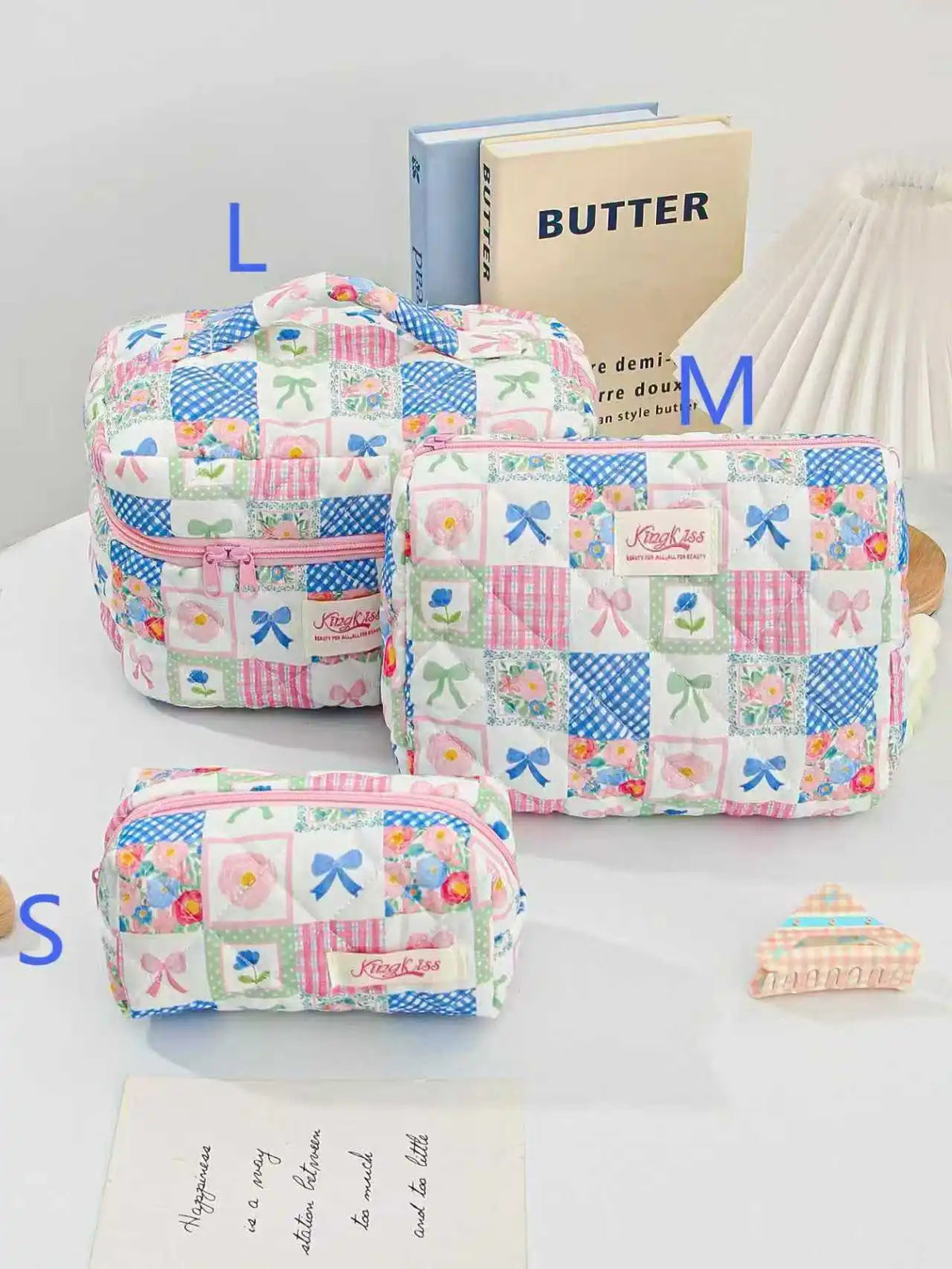 Quilted Cotton Makeup Bag
