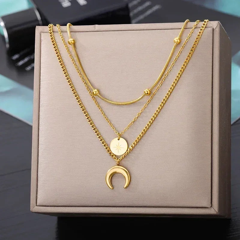 316L Stainless Steel Layered Heart Necklace