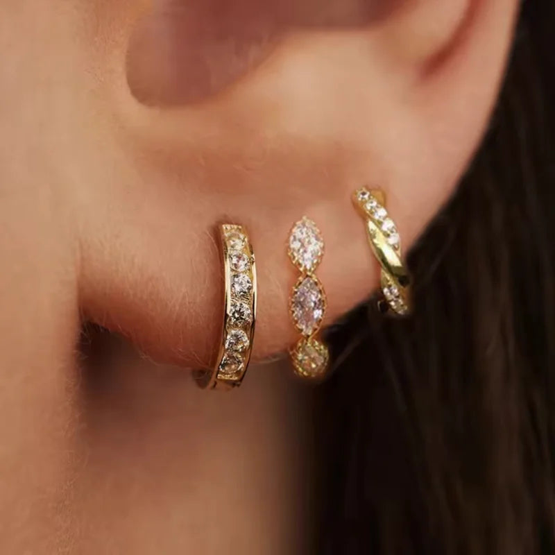 Three-Piece Stainless Steel Hoop & Stud Earring Set