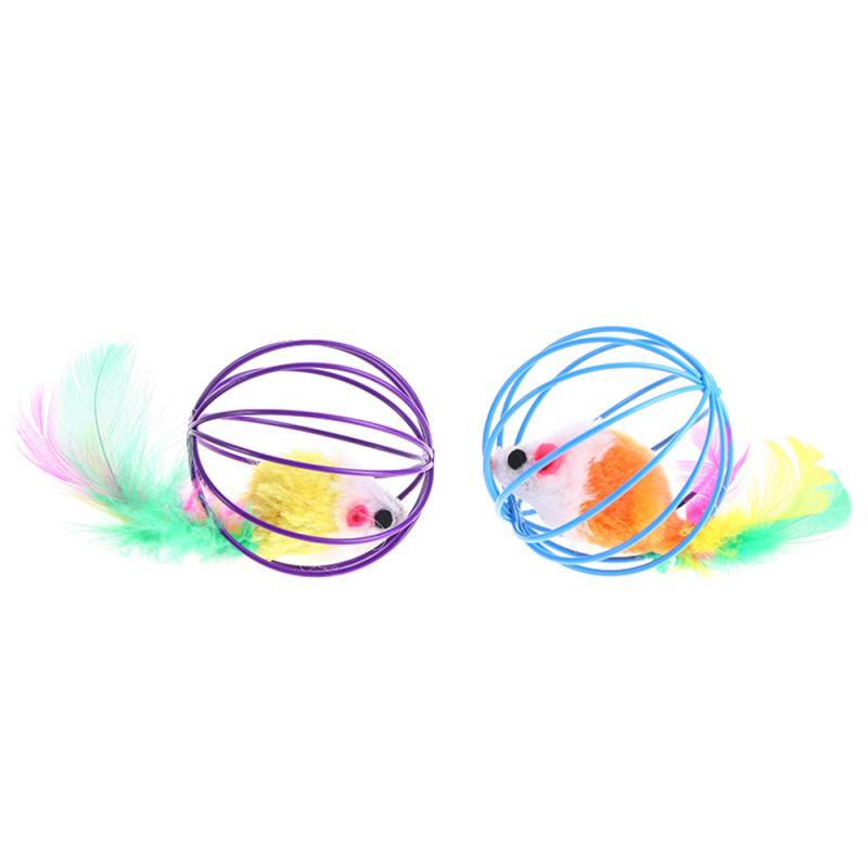 1 Pcs Cat Toy Stick Feather Wand with Bell Mouse Cage Toys Plastic Artificial Colorful Cat Teaser Toy Pet