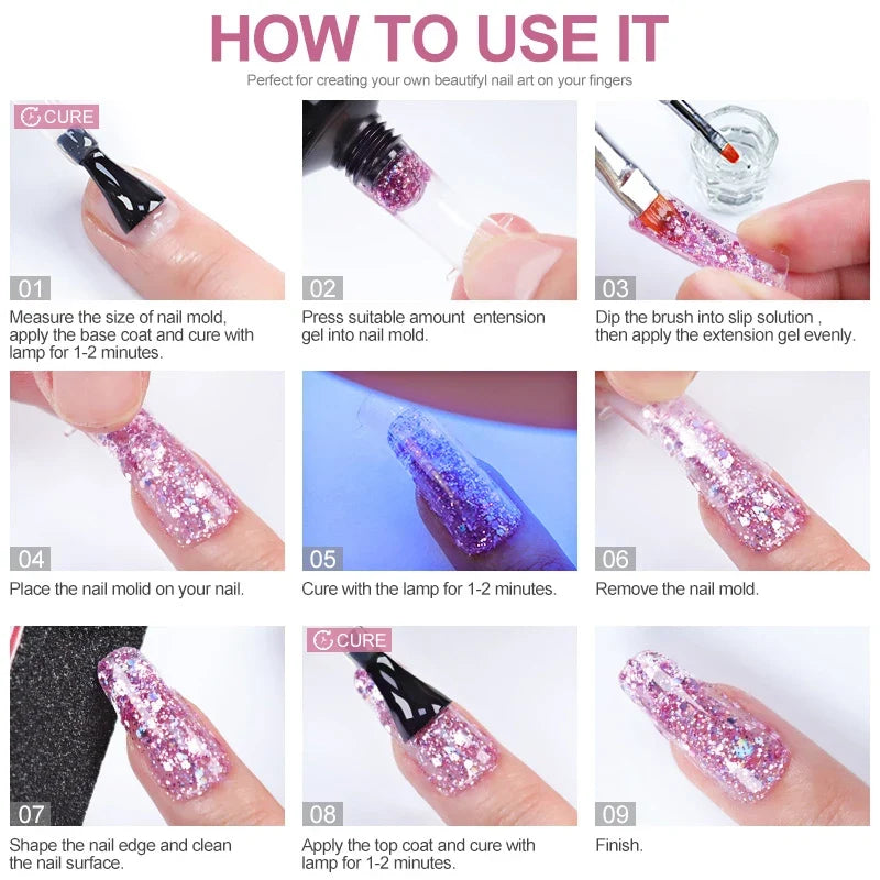 Poly Nail Gel Extension Kit with 6W LED Lamp