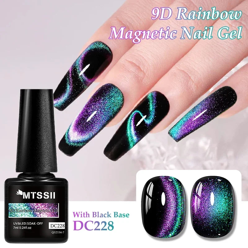 9D Rainbow Cat-Eye Magnetic Gel Nail Polish