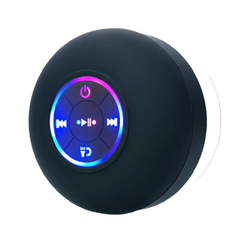 IPX4 Portable Bluetooth Speaker with LED Light & Suction Cup