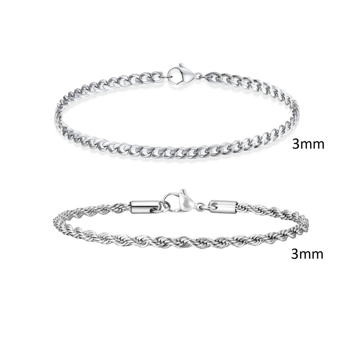 Men's Two-Piece Stainless Steel Chain Bracelet Set