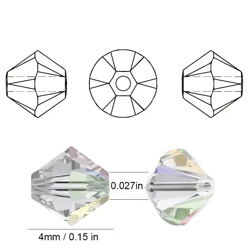 Bicone Crystal Glass Bead Set, 15 Compartments