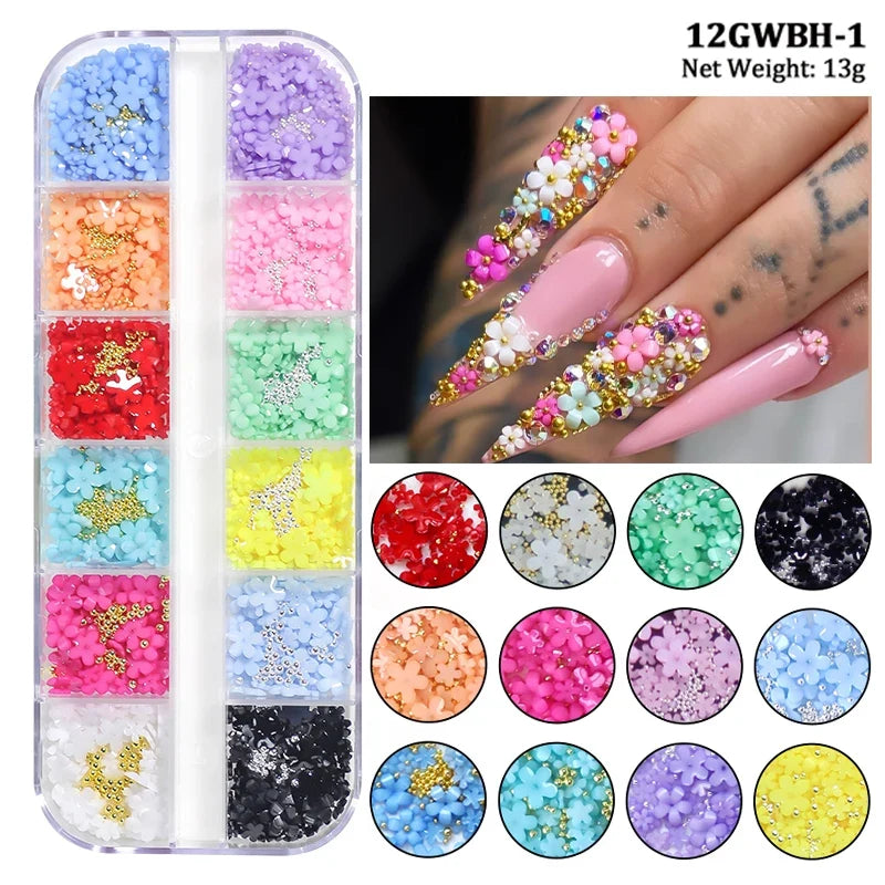 Acrylic Flower Nail Art Decorations, 5 g