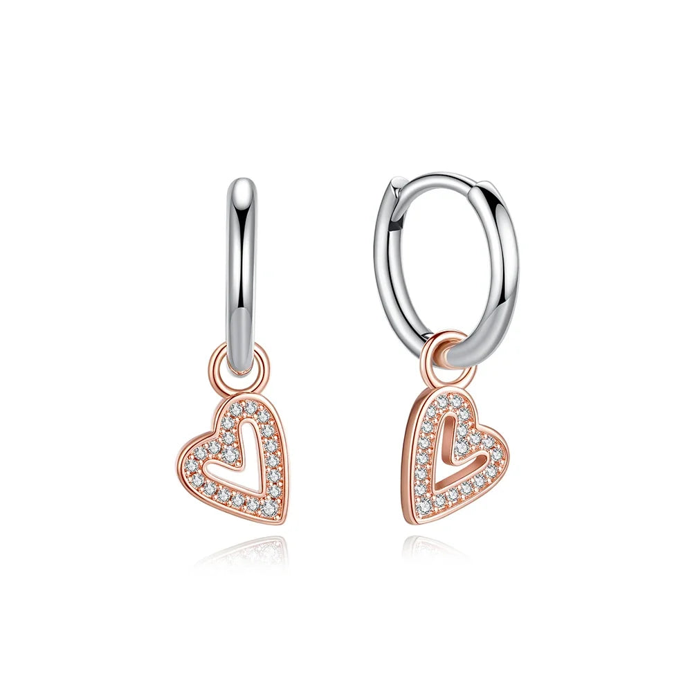 925 Sterling Silver Crown, Heart & Bee Earrings
