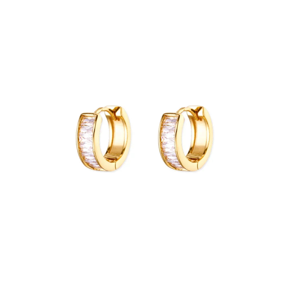 Gold-Tone Stainless Steel Cubic Zirconia Hoop Earrings