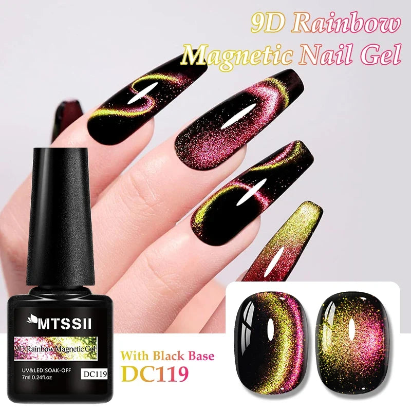 9D Rainbow Cat-Eye Magnetic Gel Nail Polish