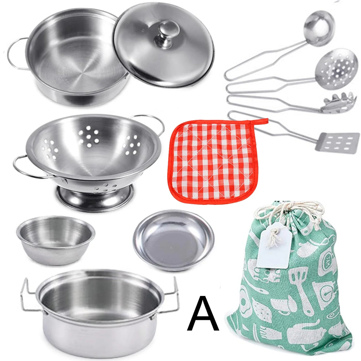 Kids’ Stainless Steel Pretend Play Cookware Set