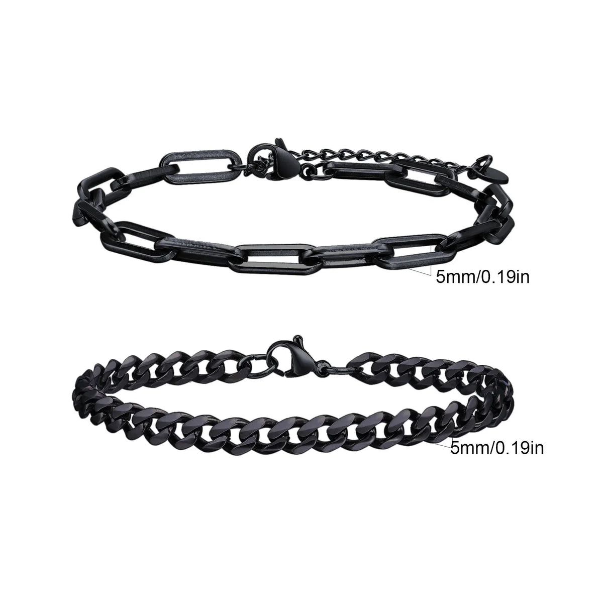 Men's Two-Piece Stainless Steel Chain Bracelet Set