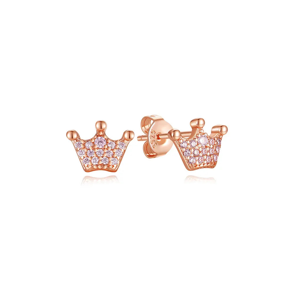 925 Sterling Silver Crown, Heart & Bee Earrings