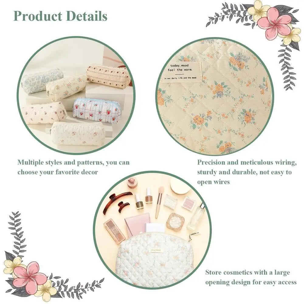 Quilted Cotton Makeup Bag