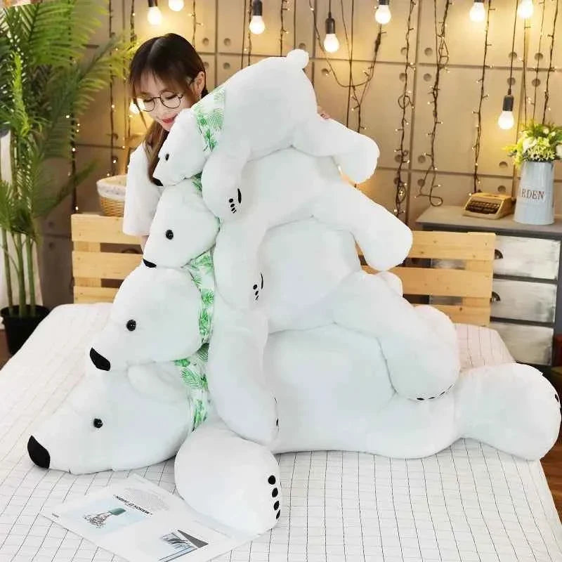 Giant Polar Bear Plush Pillow — 23.6–39.4 Inches