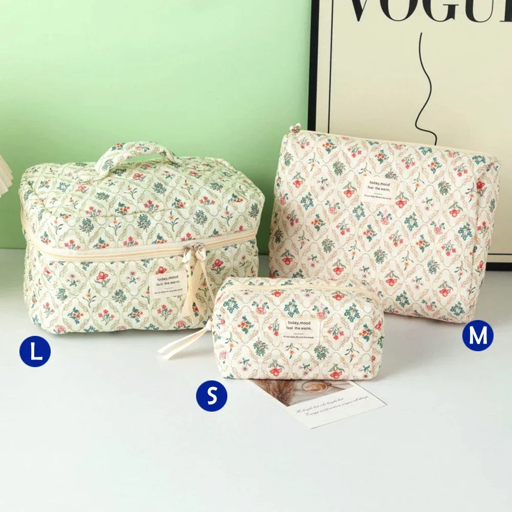 Quilted Cotton Makeup Bag