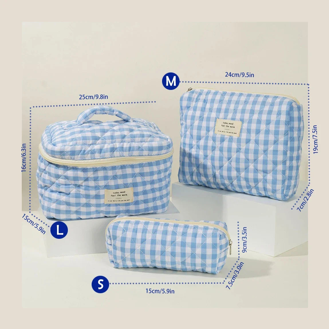 Quilted Cotton Makeup Bag