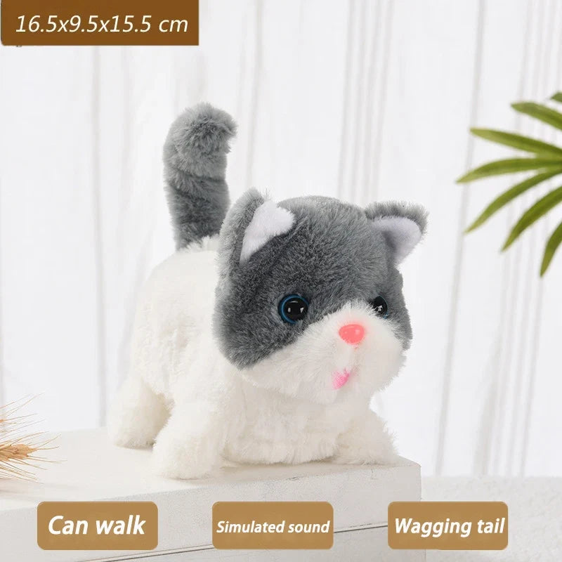 Interactive Walking & Meowing Plush Cat