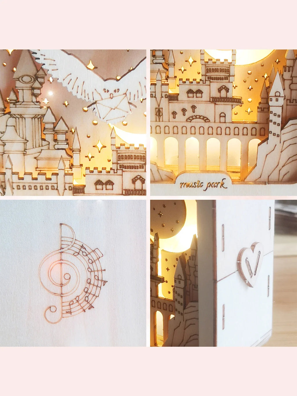 3D Wooden Castle Puzzle with LED Night Light