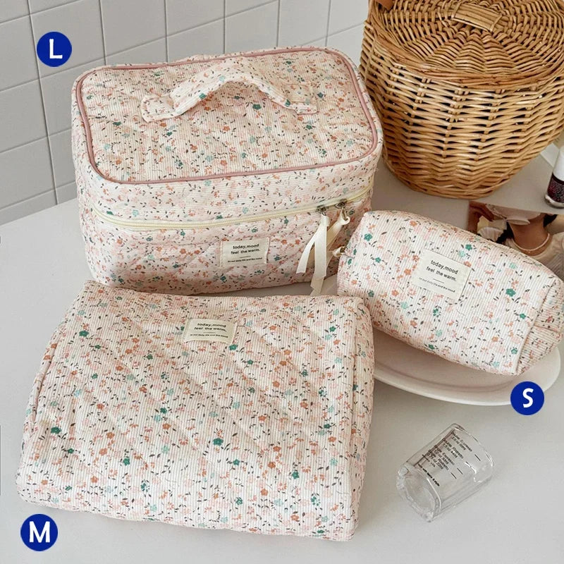 Quilted Cotton Makeup Bag