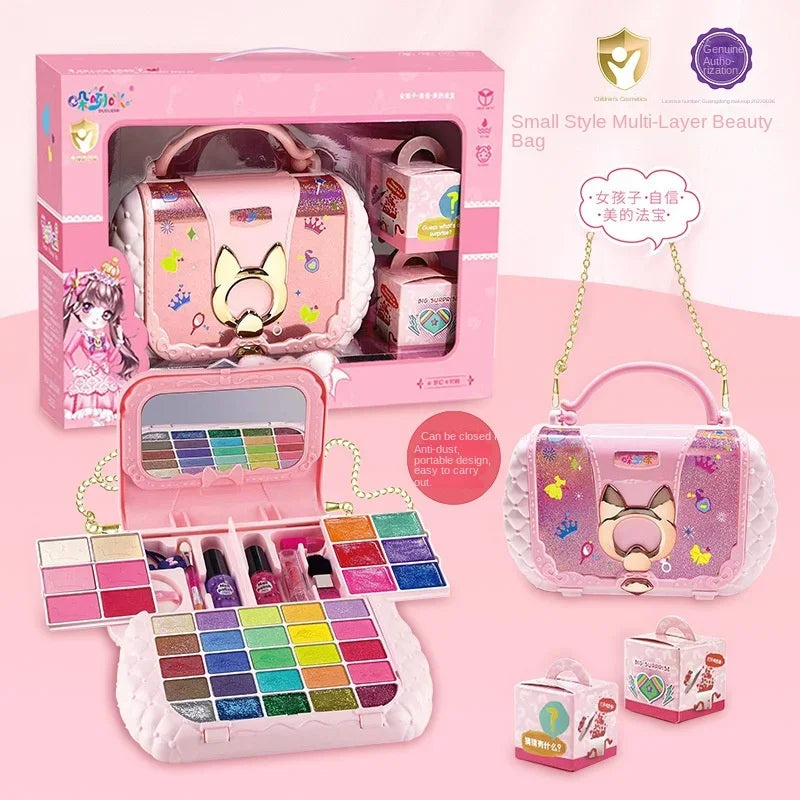Kids’ Washable Pretend Makeup Kit with Cat-Ear Bag