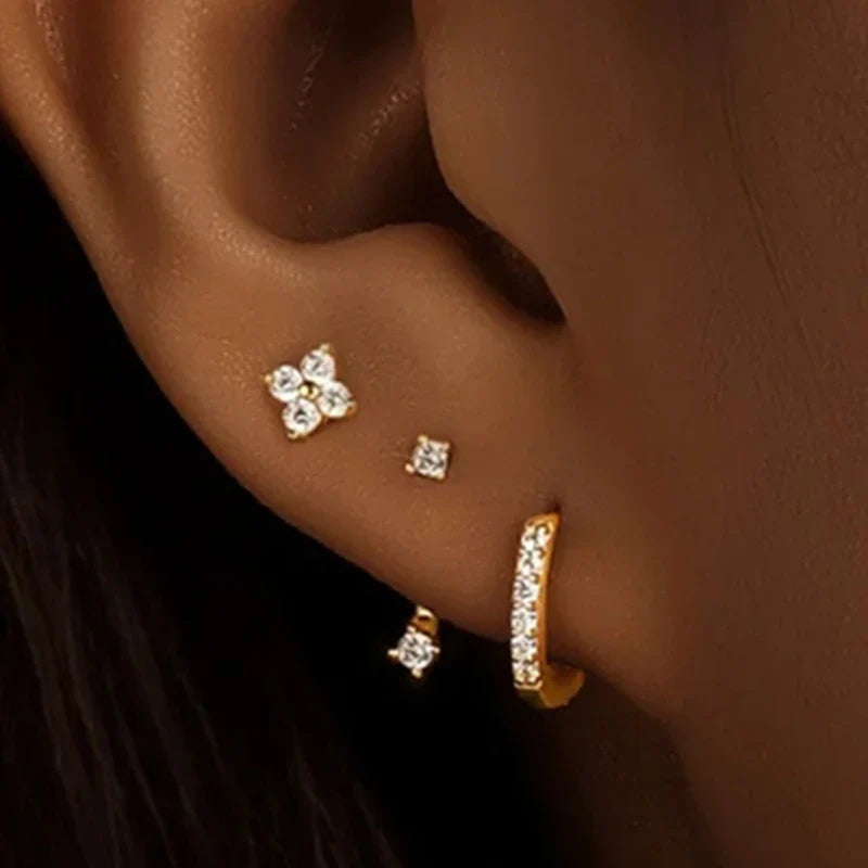 Three-Piece Floral Cartilage Earring Set
