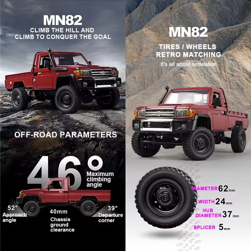 MN82 1:12 4WD RC Pickup Truck with LED Lights