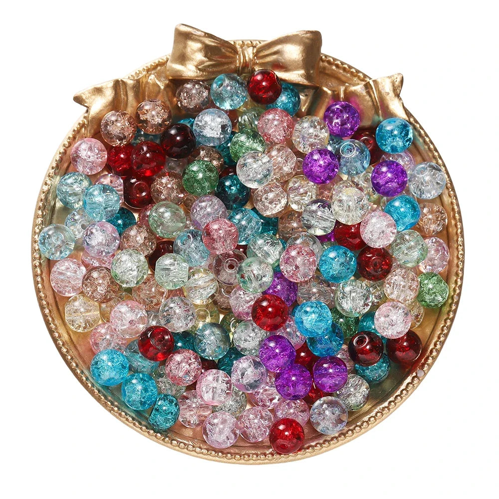 8 mm Crackle Glass Jewelry-Making Beads