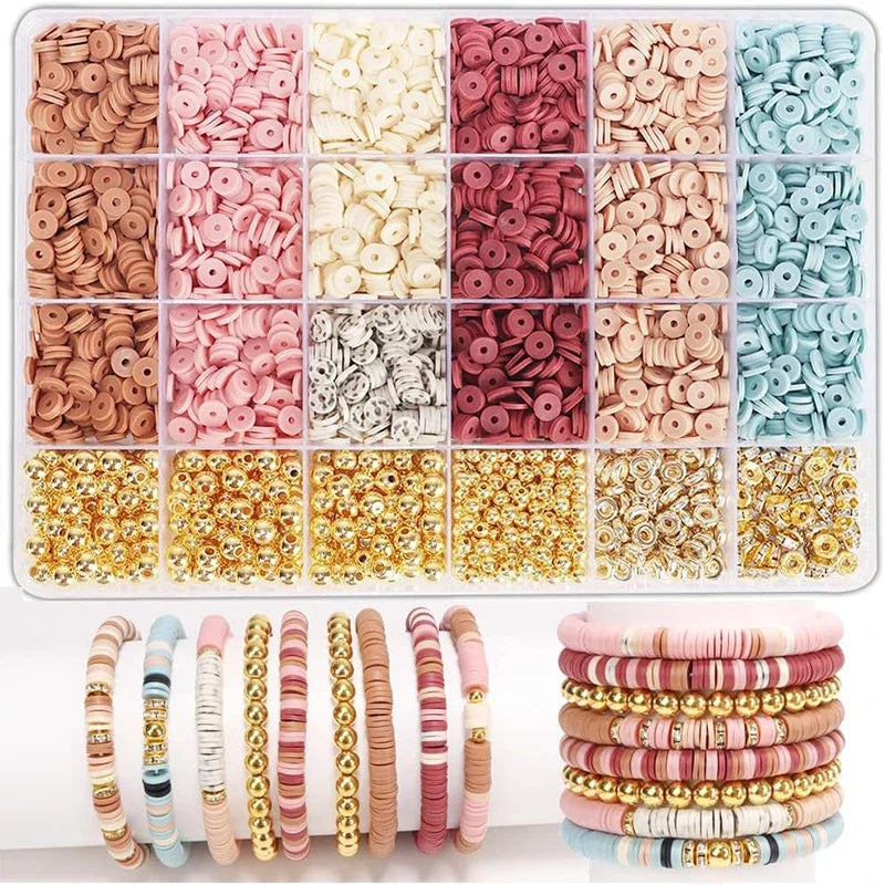 Clay Bead Bracelet-Making Kit with Golden Letter Beads