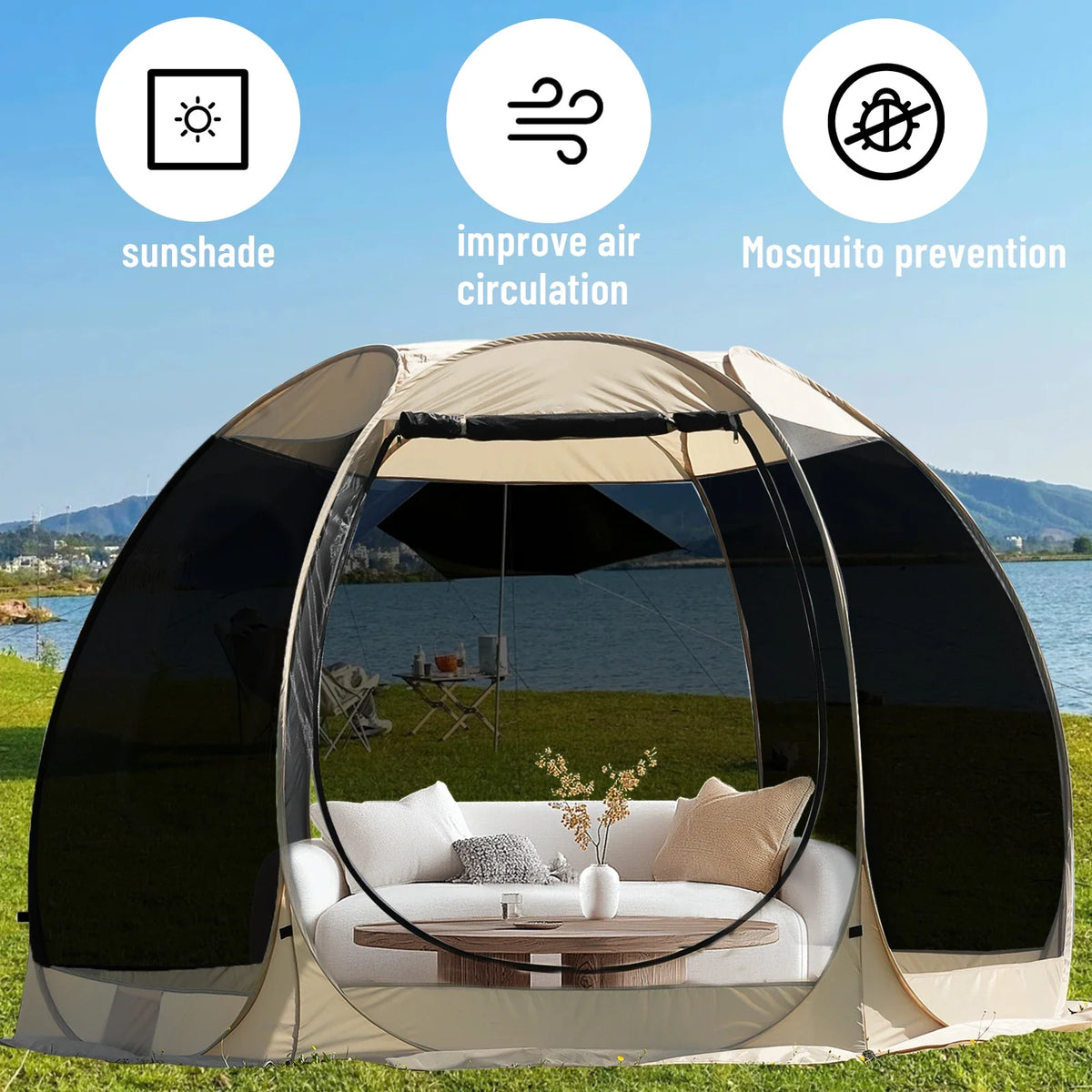 PAKICETUS 6–8-Person Portable Mosquito Screen House Tent