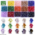 Bicone Crystal Glass Bead Set, 15 Compartments