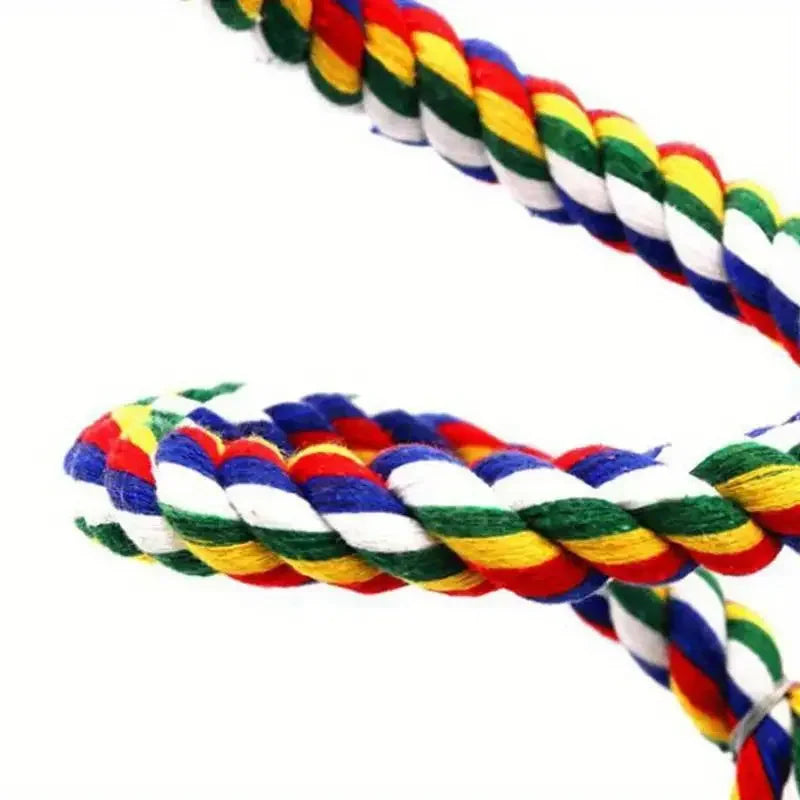 Colorful Braided Rope Parrot Swing & Bird Cage Toy