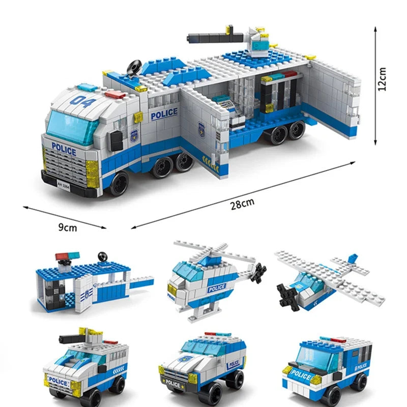 6-in-1 Police, Fire & Construction Building Blocks