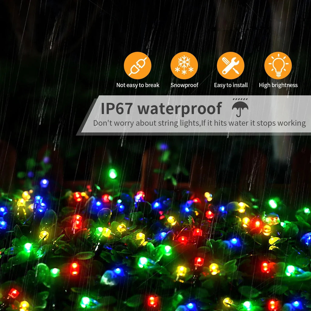 Solar-Powered Outdoor Christmas String Lights – Multiple Sizes