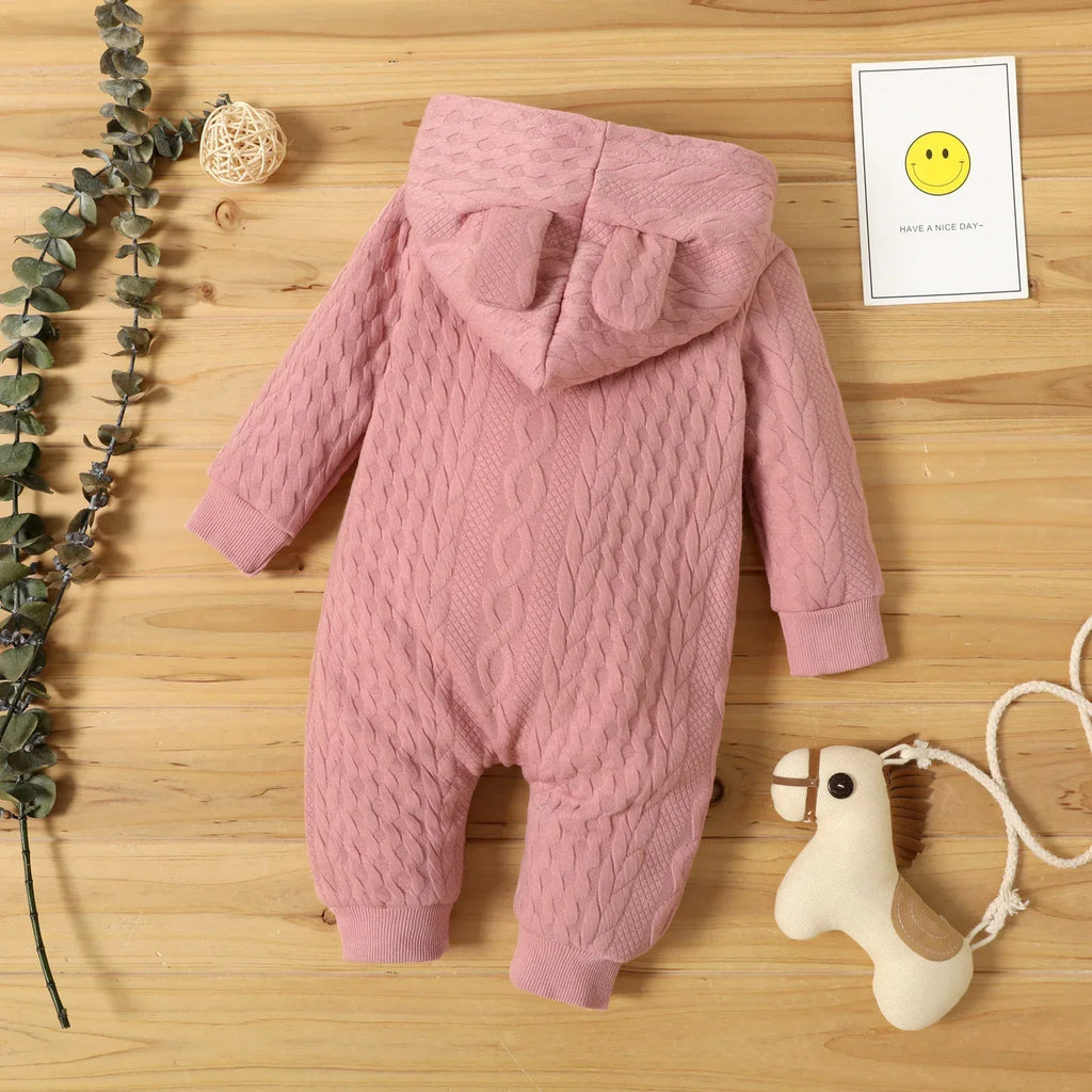Baby Hooded Long-Sleeve Romper with Ears
