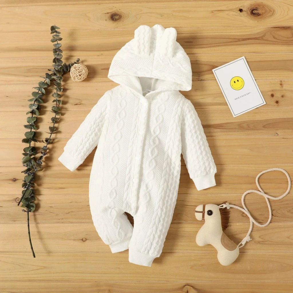 Baby Hooded Long-Sleeve Romper with Ears