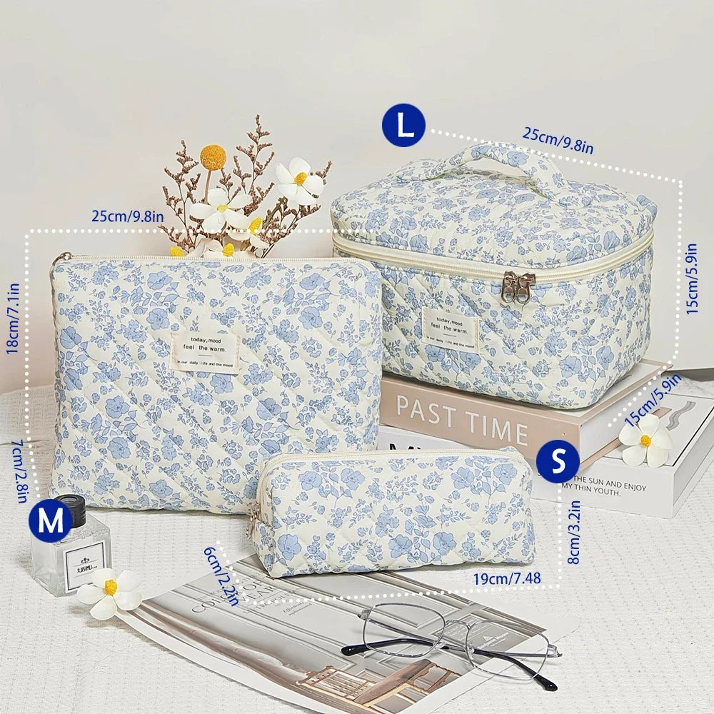 Quilted Cotton Makeup Bag