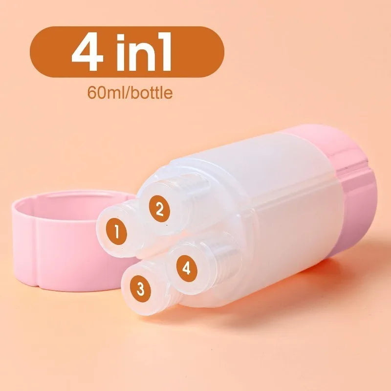 4-in-1 Leak-Proof Travel Bottle Set — Four 60ml Bottles