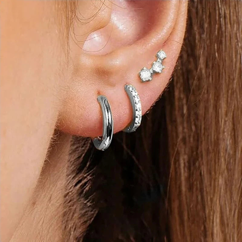 Three-Piece Floral Cartilage Earring Set
