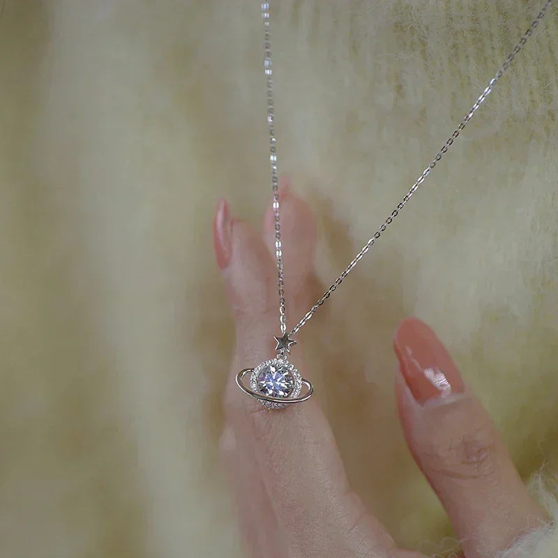 925 Sterling Silver Planet Pendant Necklace