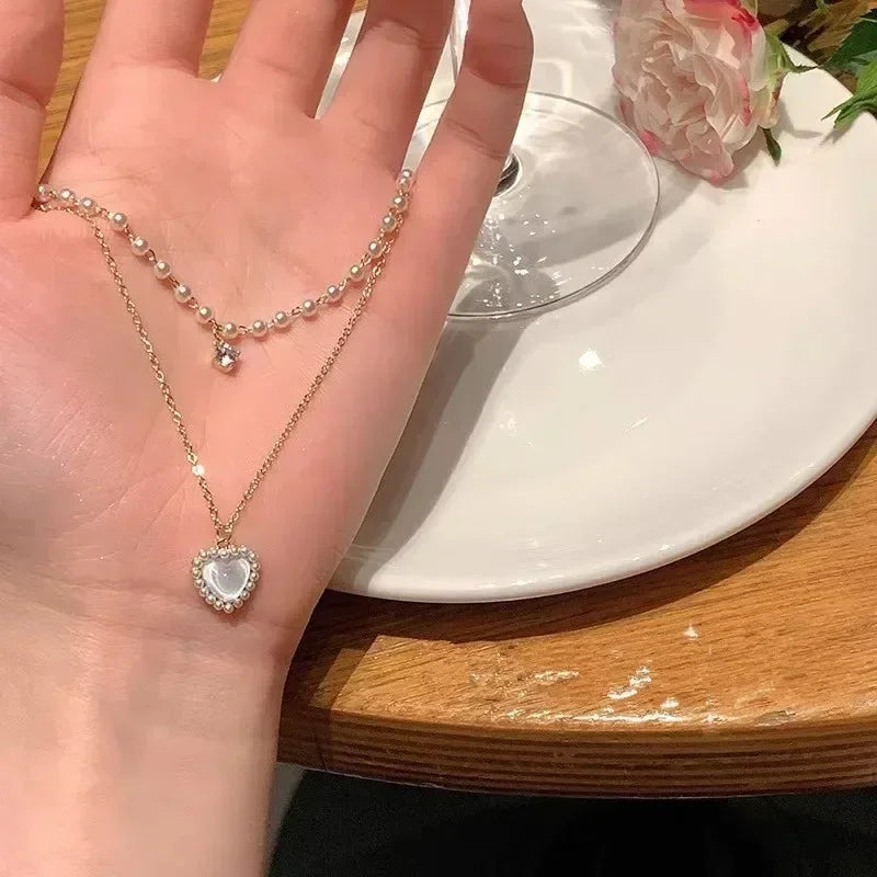 Square Pink Zircon Pendant Necklace