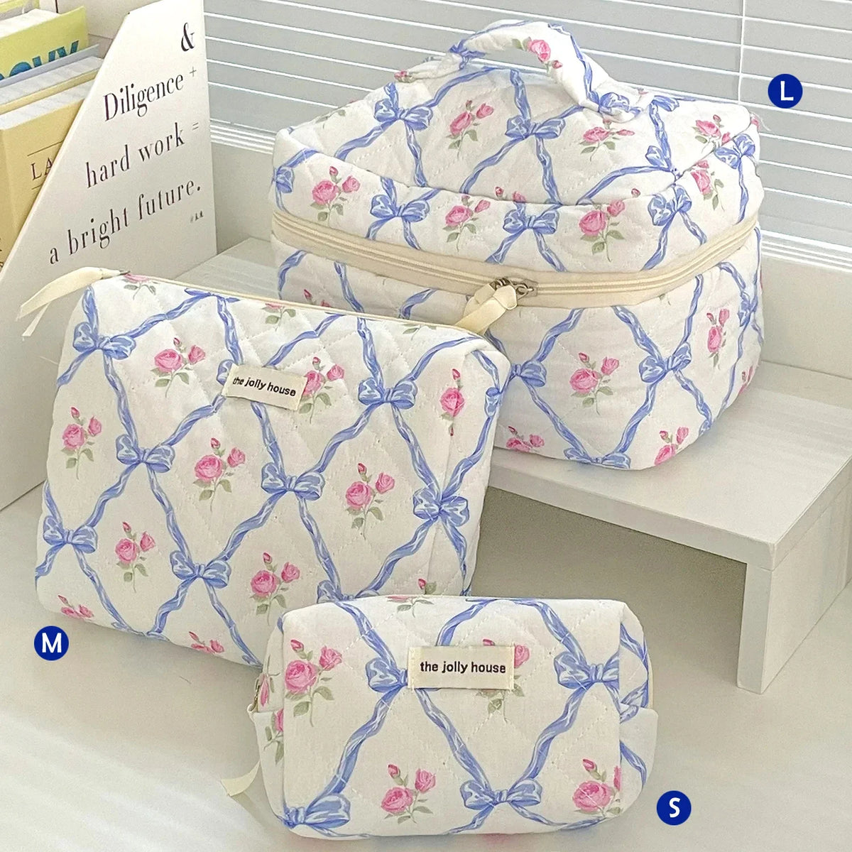 Quilted Cotton Makeup Bag