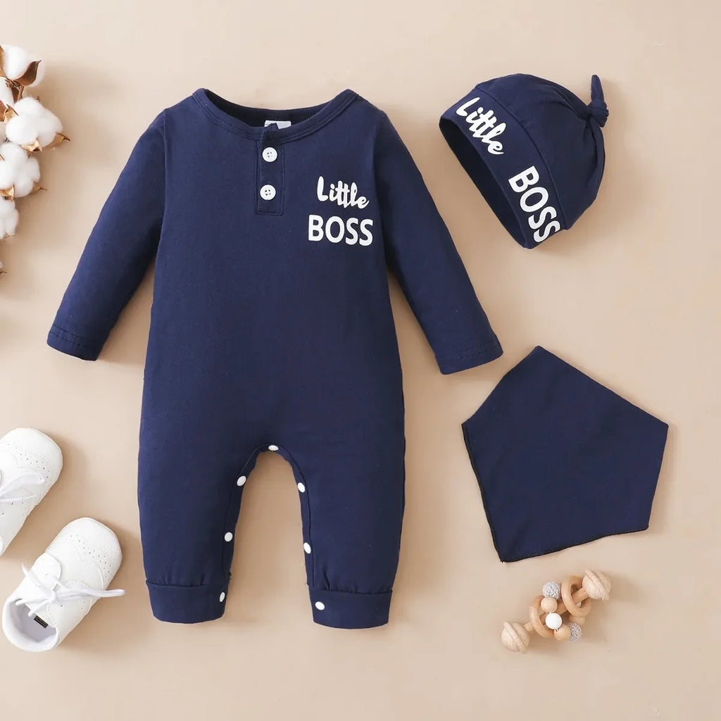 Baby Letter Print Long-Sleeve Romper