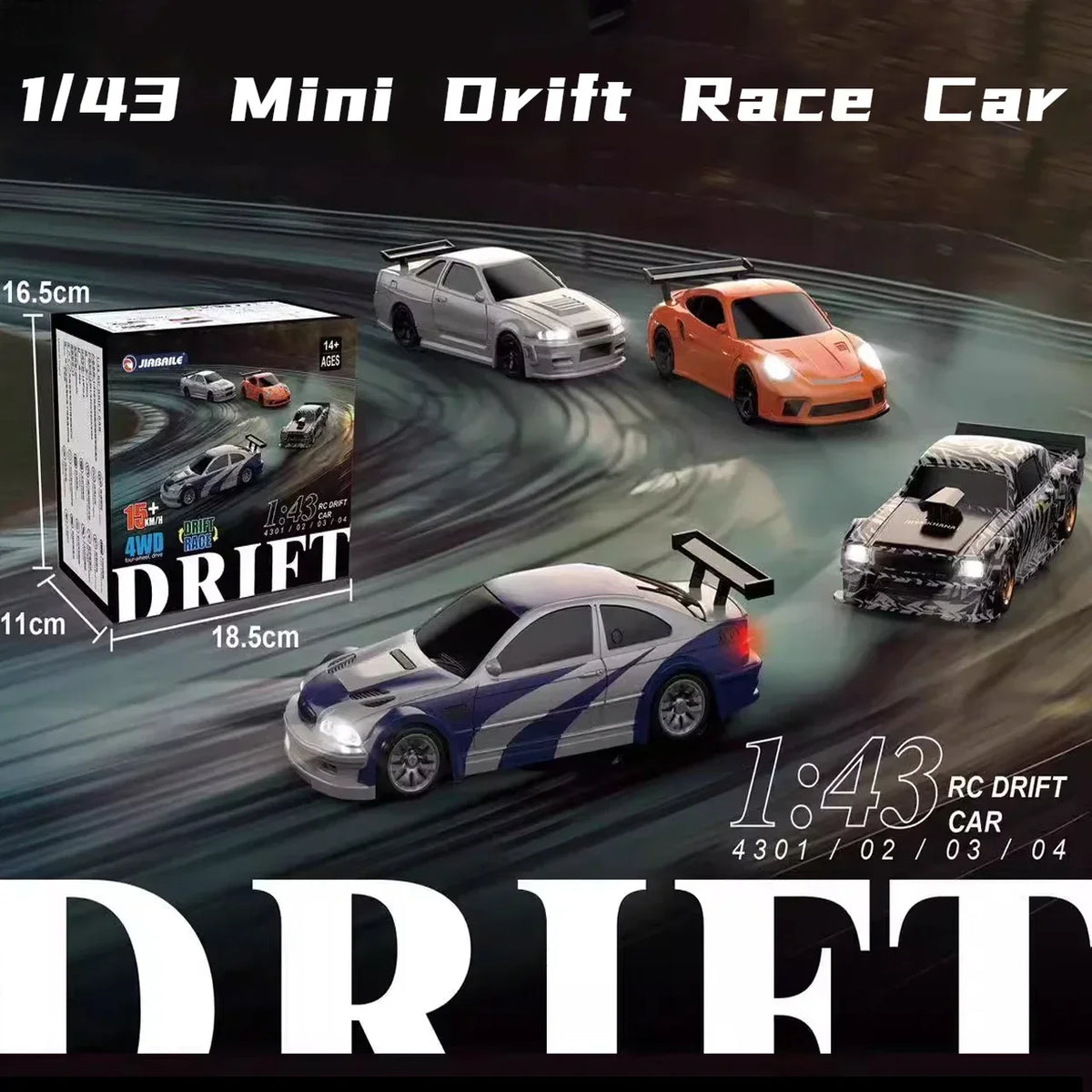 1:43 Scale 2.4GHz 4WD Mini RC Drift Car