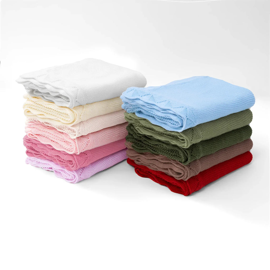 Pink Heirloom Lace Knit Baby Blanket — 30 x 40 in