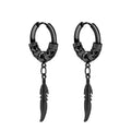 Two-Piece Stainless Steel Feather & Leaf Earring Set