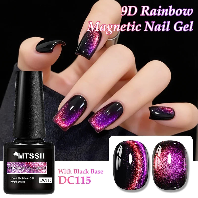 9D Rainbow Cat-Eye Magnetic Gel Nail Polish