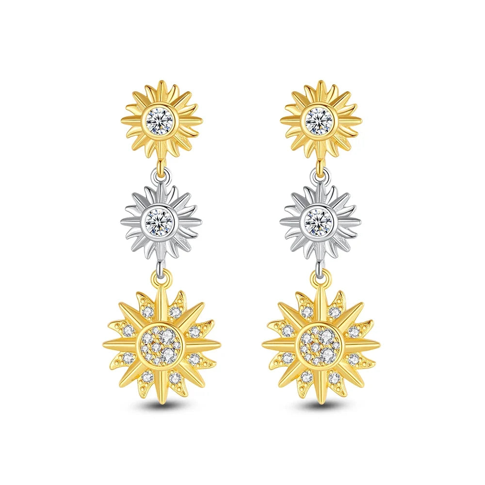 925 Sterling Silver Crown, Heart & Bee Earrings