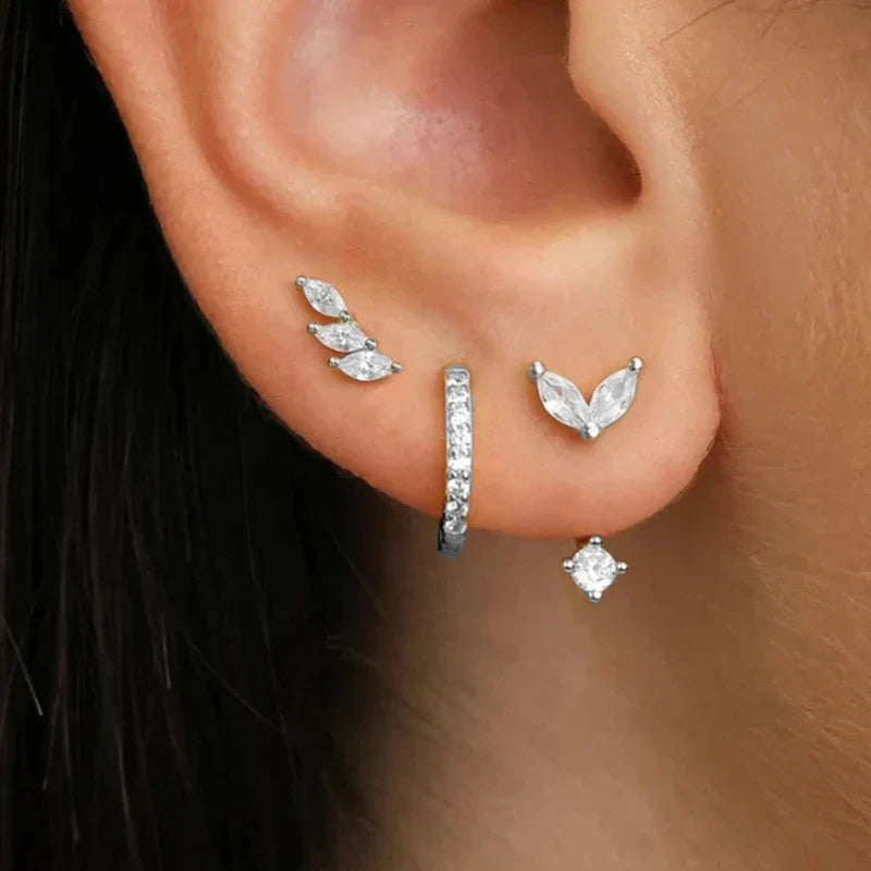 Three-Piece Stainless Steel Hoop & Stud Earring Set
